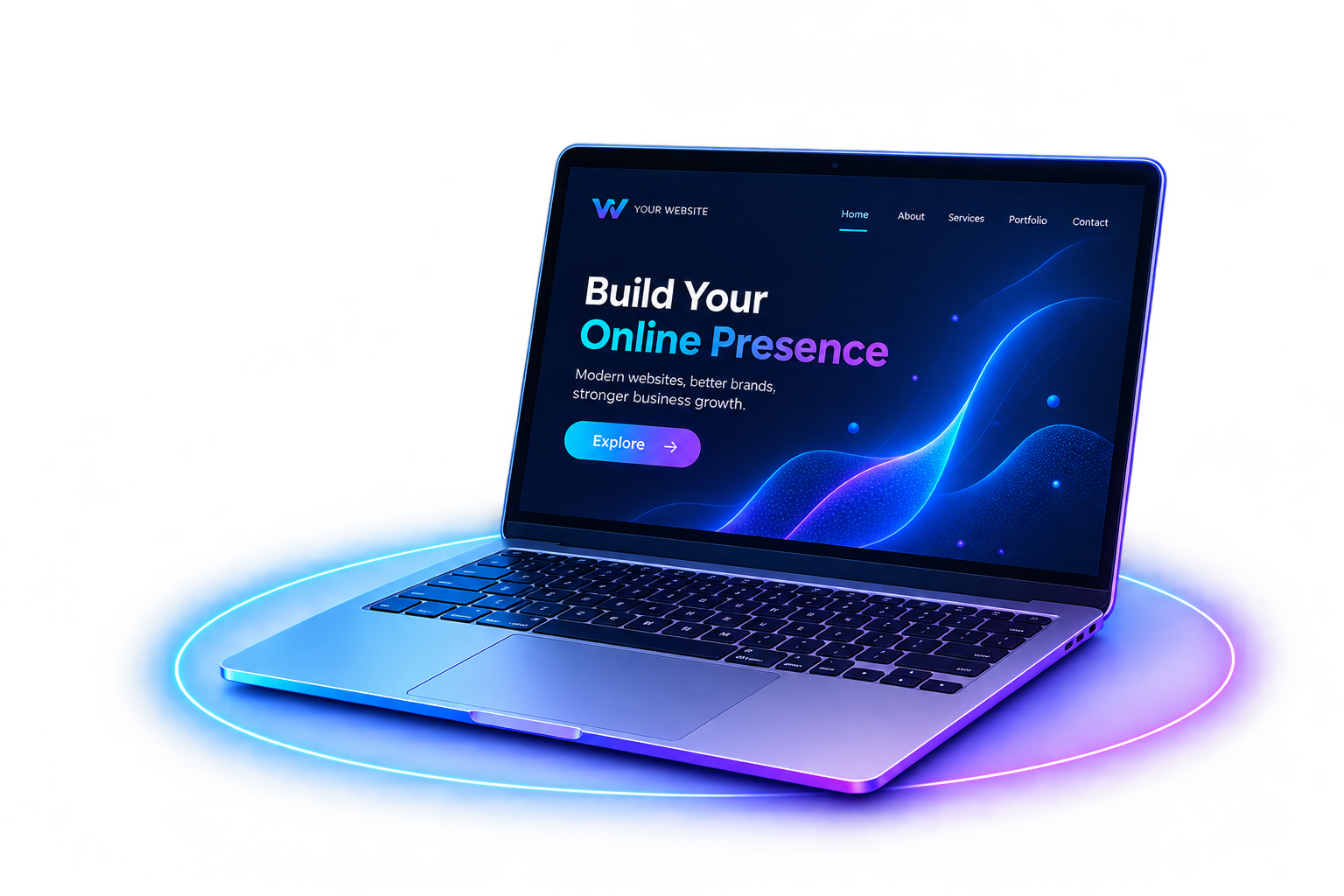 Responsive website displayed on a laptop